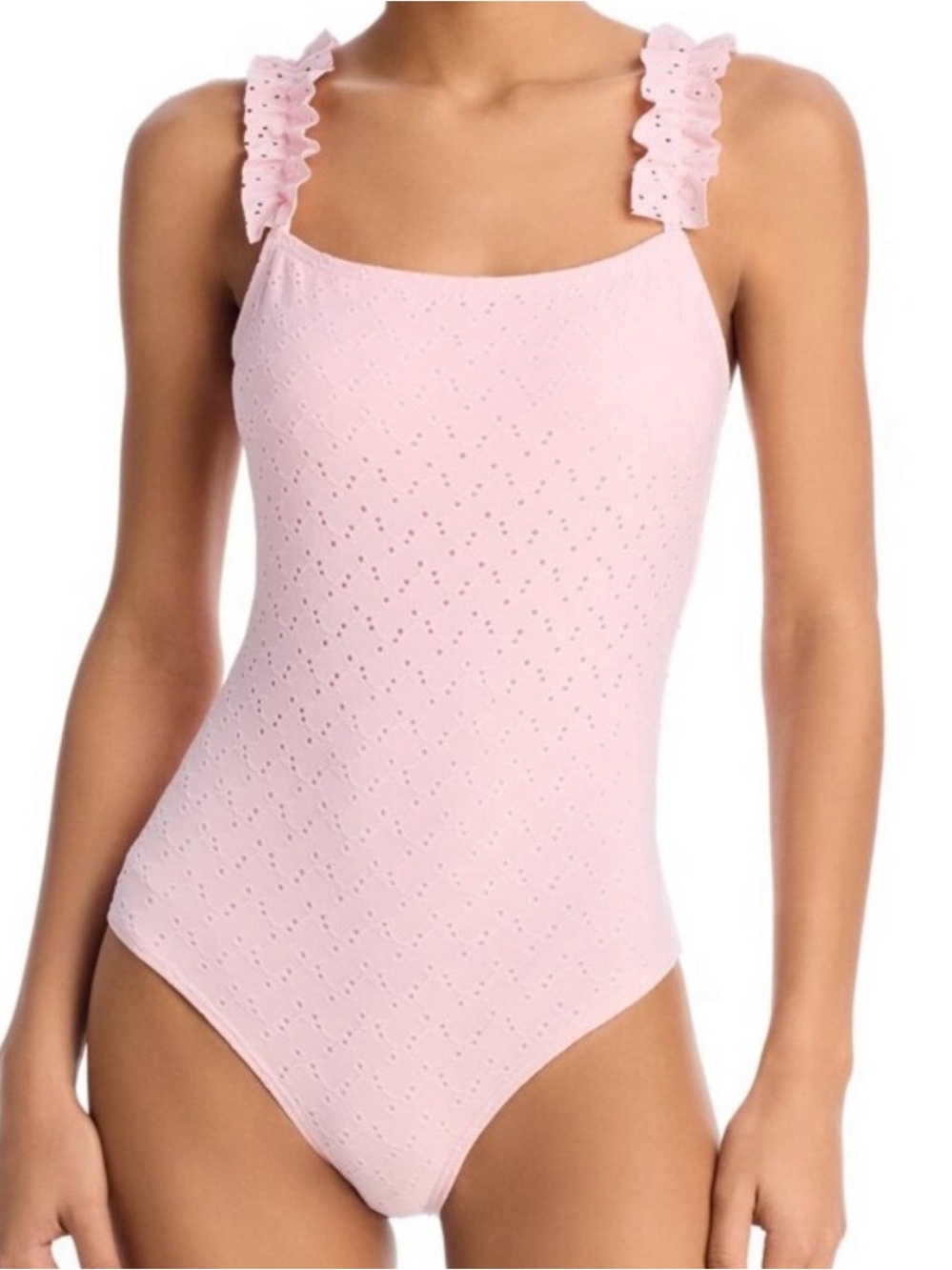 AQUA BlooPink Eyelet One-Piece Swimsuit with Ruffle Straps